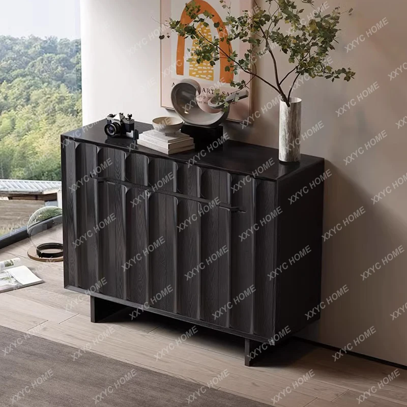 Retro living room against the wall black simple home storage cabinet