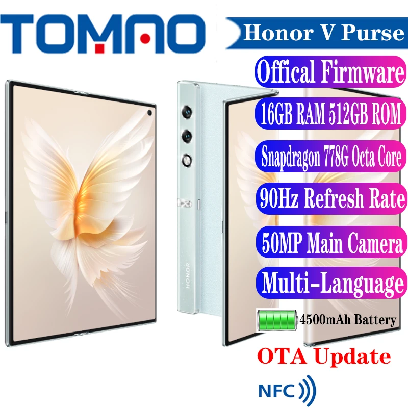 Original Official New Honor V Purse 5G Folded Screen Mobile Phone Snapdragon 778G Octa Core 7.71