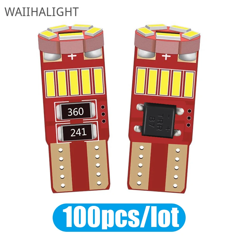 

100PCS T10 CANBUS W5W Led WY5W 15 Bulbs 194 168 LED 4014 SMD Car Interior Light Clearance Side Marker Auto Lamp 12V