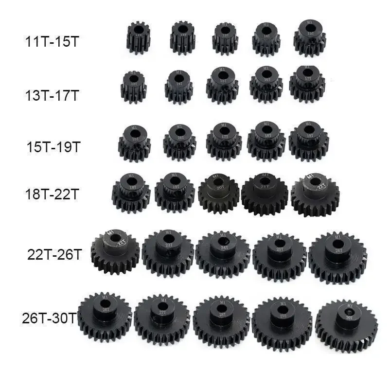 1/5PCS Metal Steel M1 Pinion Gear Sets 21T 22T 23T 24T 25T 5mm Shaft Motor Gears with Hex Key for 1/10 RC Brushless Brush Motor