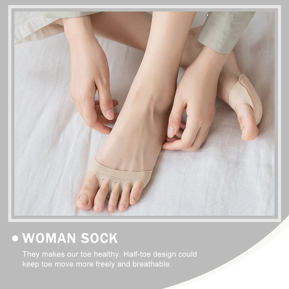

4 Pairs Thin Invisible Socks Women Half Toe Breathable Cotton Liner Skin Color Spring Summer Toeless Socks Woman Sock High Heel