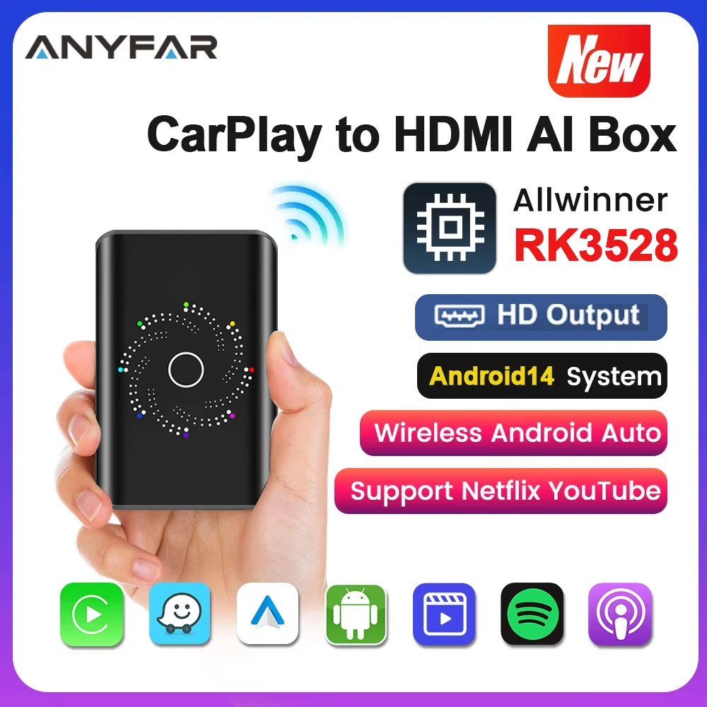 Android 14 CarPlay AI Box Wireless Carplay Android Auto Adapter OEM Smart TV BOX For Netflix YouTube Car Accessories