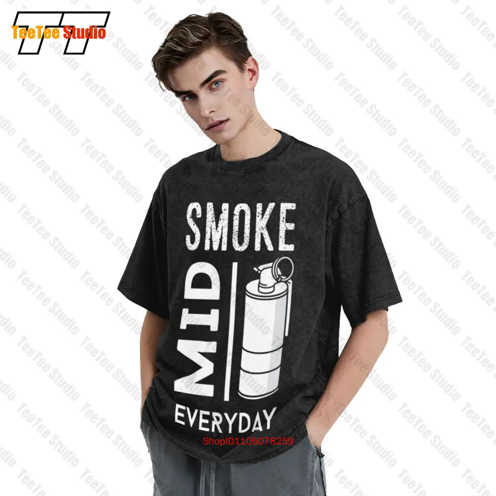 تي شيرت Cs Go Gaming Smoke Mid Everyday Counter Strike Vintage كبير الحجم OG9O