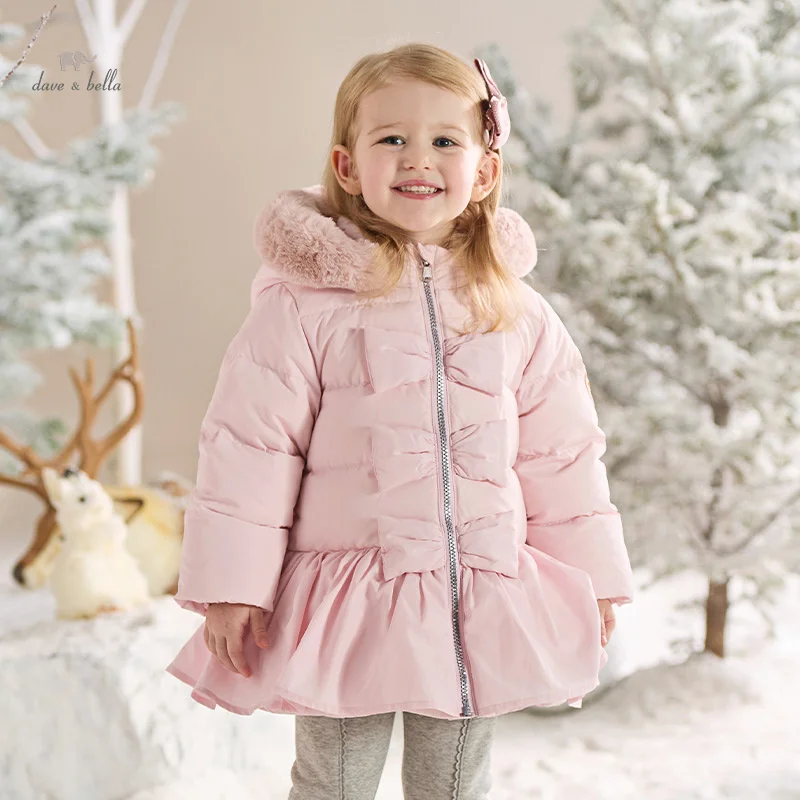 

Dave Bella Girls Down Jacket Autumn Winter Children Plush Hooded White Duck Down Top Overcoat Waterproof Kids Clothing DB4241972