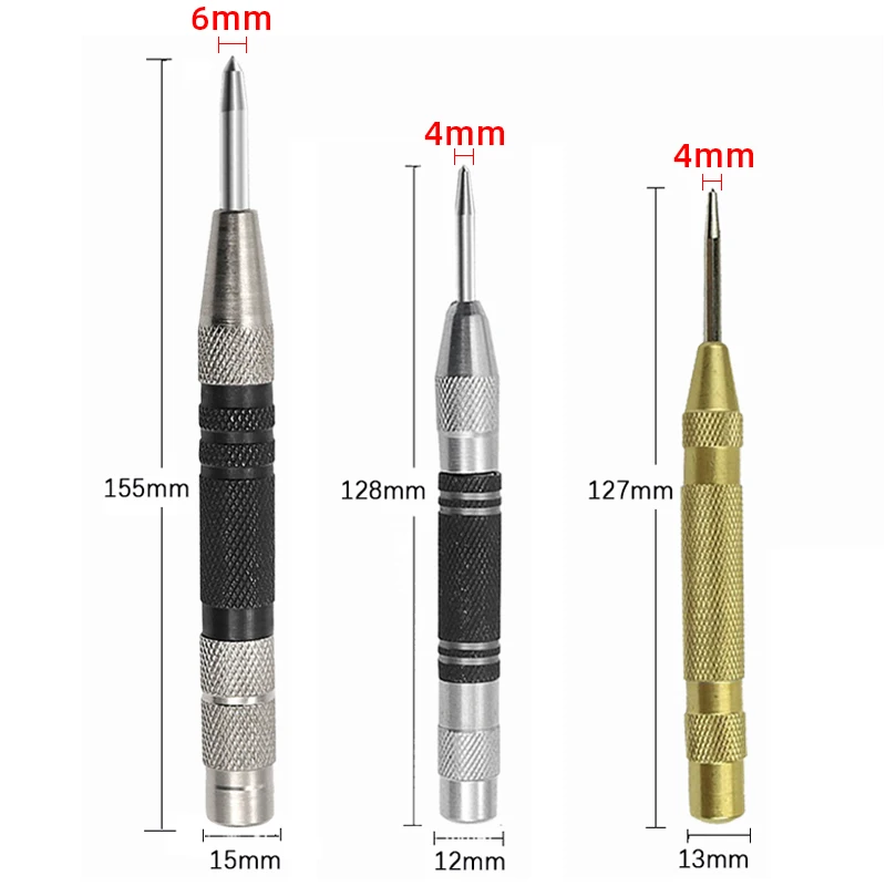 Automatic Center Punch Automatic Center Pin Woodworking Tool Wood Adjustable Spring Mark Press Dent Marker Carpenter Tool Drill