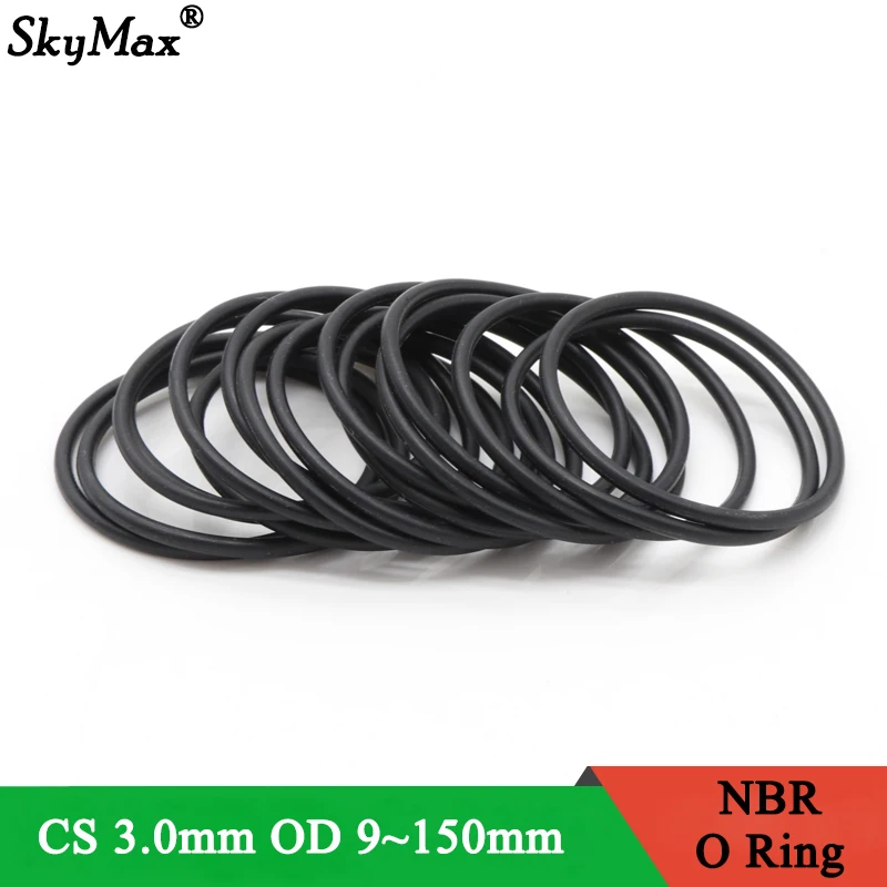 

10/50Pcs NBR O Ring Gasket OD 9~210mm Thickness CS 3mm Black Nitrile Rubber Round O Type Corrosion Oil Resist Sealing Washer