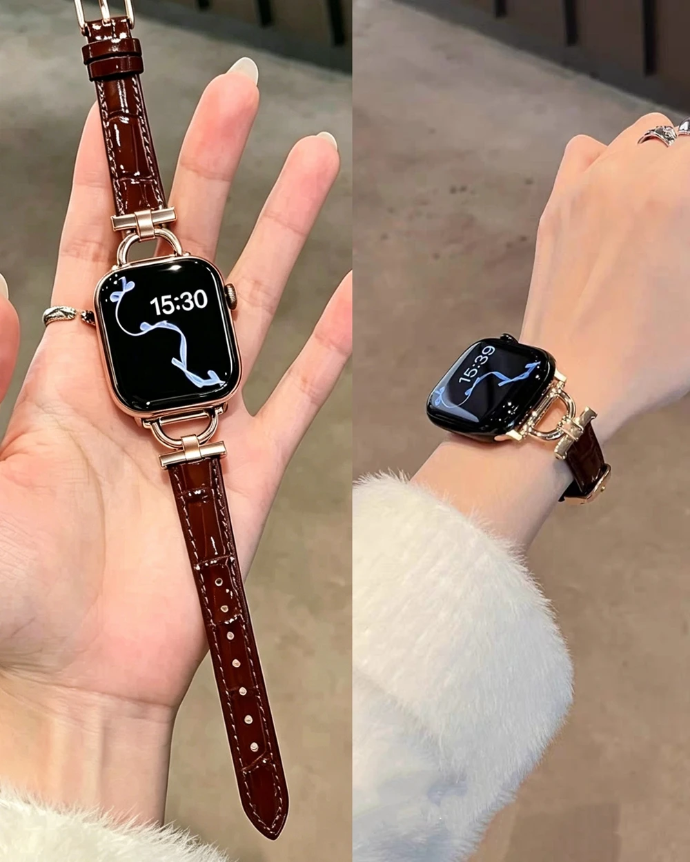 Leder-Schlaufenarmband für Apple Watch, Metall, Damen, Series Ultra 11/10/9/8/7/6/5, 38mm 40mm 41mm 42mm 44mm 45mm 46mm 49mm Armband