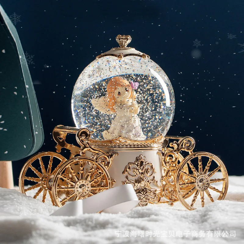 Dream Snowflake Pumpkin Car Crystal Ball Music Box Music Box Gift for Boy, Girlfriend, Child's Birthday 61 Children's Day Gift