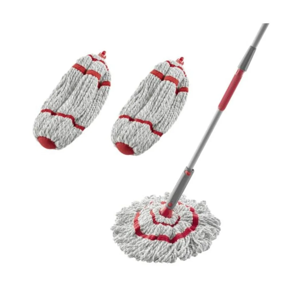 

Microfiber Twist Mop Kit with 2 Refills, Machine Washable, Built-in Wringer for All Floor Types