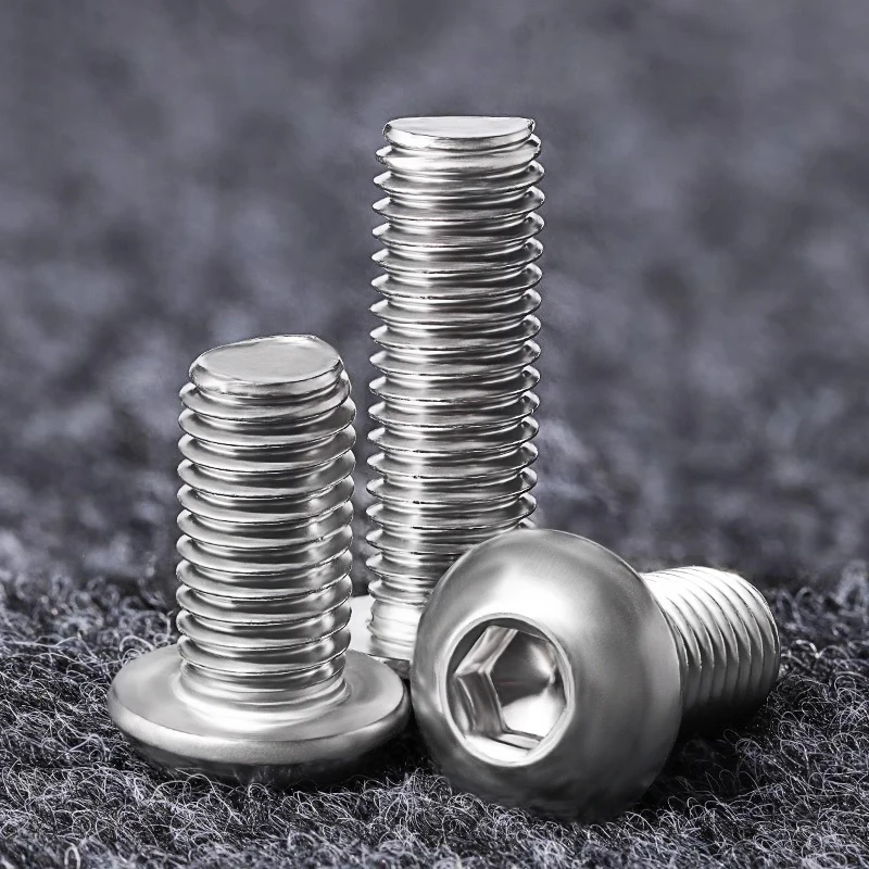 UNC Hex Hexagon Socket Button Round Head Screw Bolt 304 Stainless Steel Allen Key Head Screw 2#-56 4#-40 6#-32 8#-32~3/8-16