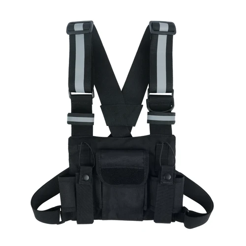 Arnés de radio KUNN con correas reflectantes, paquete de pecho con arnés Micro Rig, chaleco táctico, bolsa con funda para radio