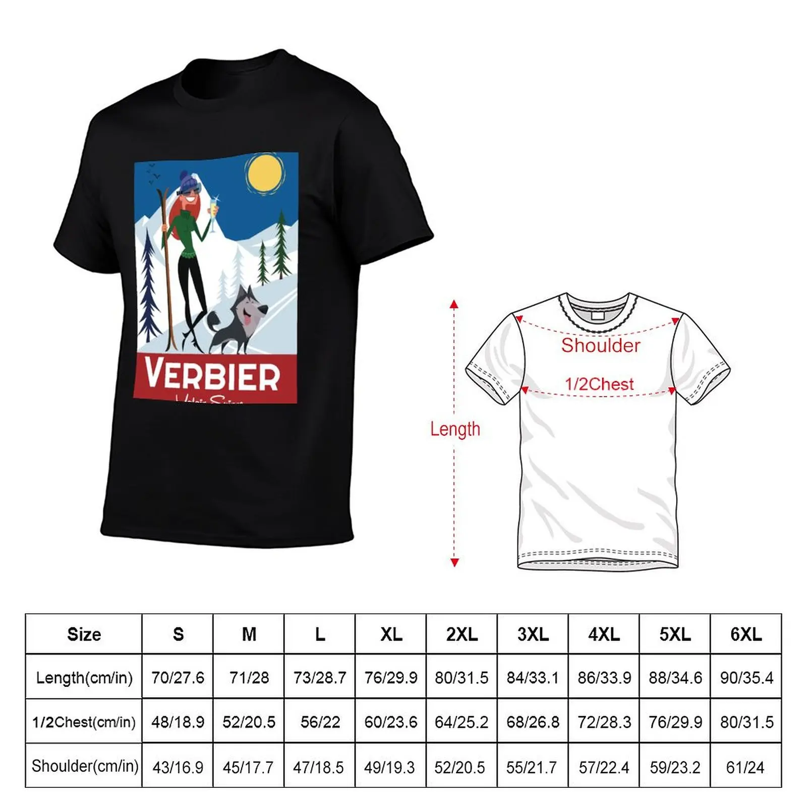 Verbier poster T-Shirt quick-drying customs design your own big and tall t shirts for men