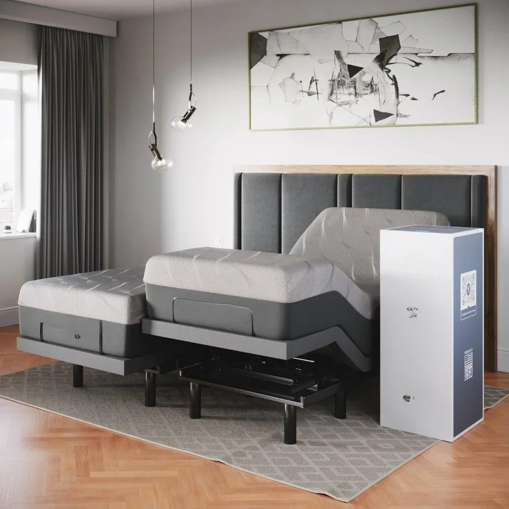 

Classic Adjustable Bed Base, Gel Memory, Split King + 10 Inch Memory Foam Matt (Firm), Zero Gravity Smart Frame