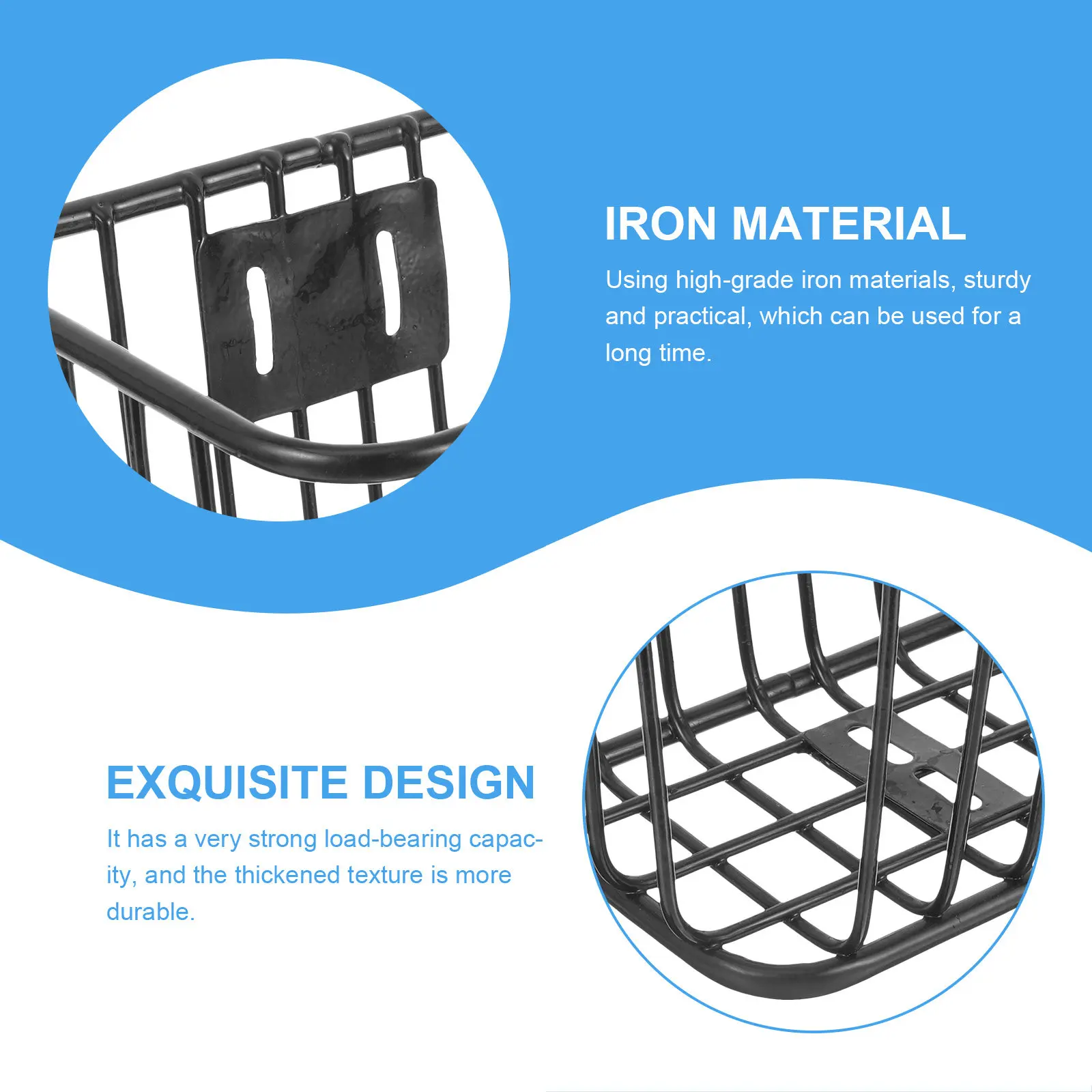 Bike Front Basket Sturdy Metal Detachable Convenient Handlebar Storage Cycling Iron Basket for Mountain Bike