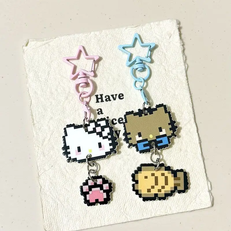 

Sanrio Hello Kitty мультфильм Pixel Sty акриловый брелок Kawaii украшение для рюкзака креативная аниме периферия студенческая игрушка в подарок