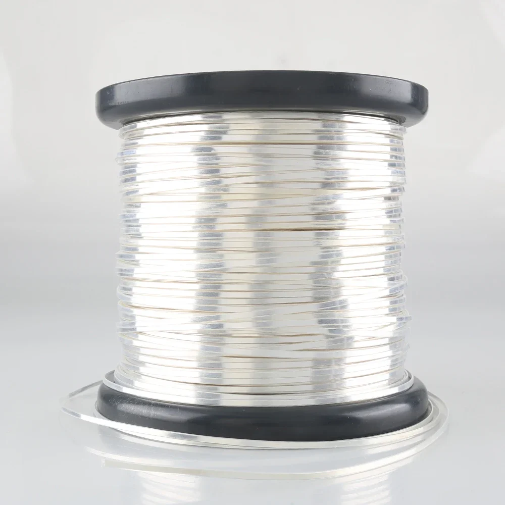 

Hi-end 5N Pure Solid Silver HiFi Audio Power Line Speaker Wire FEP Insulated DIY Bulk Cable Flat Pure Silver wire
