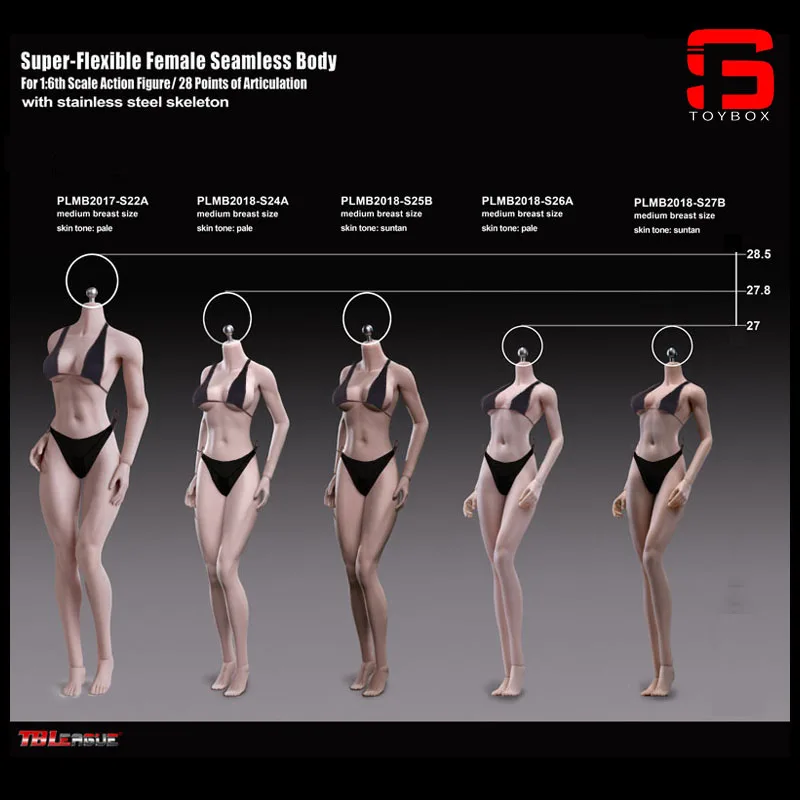 TBLeague Phicen S24A S25B S26A S27B 1/6 Scale Super-Flexible Female Seamless Bodies Medium Breast 12