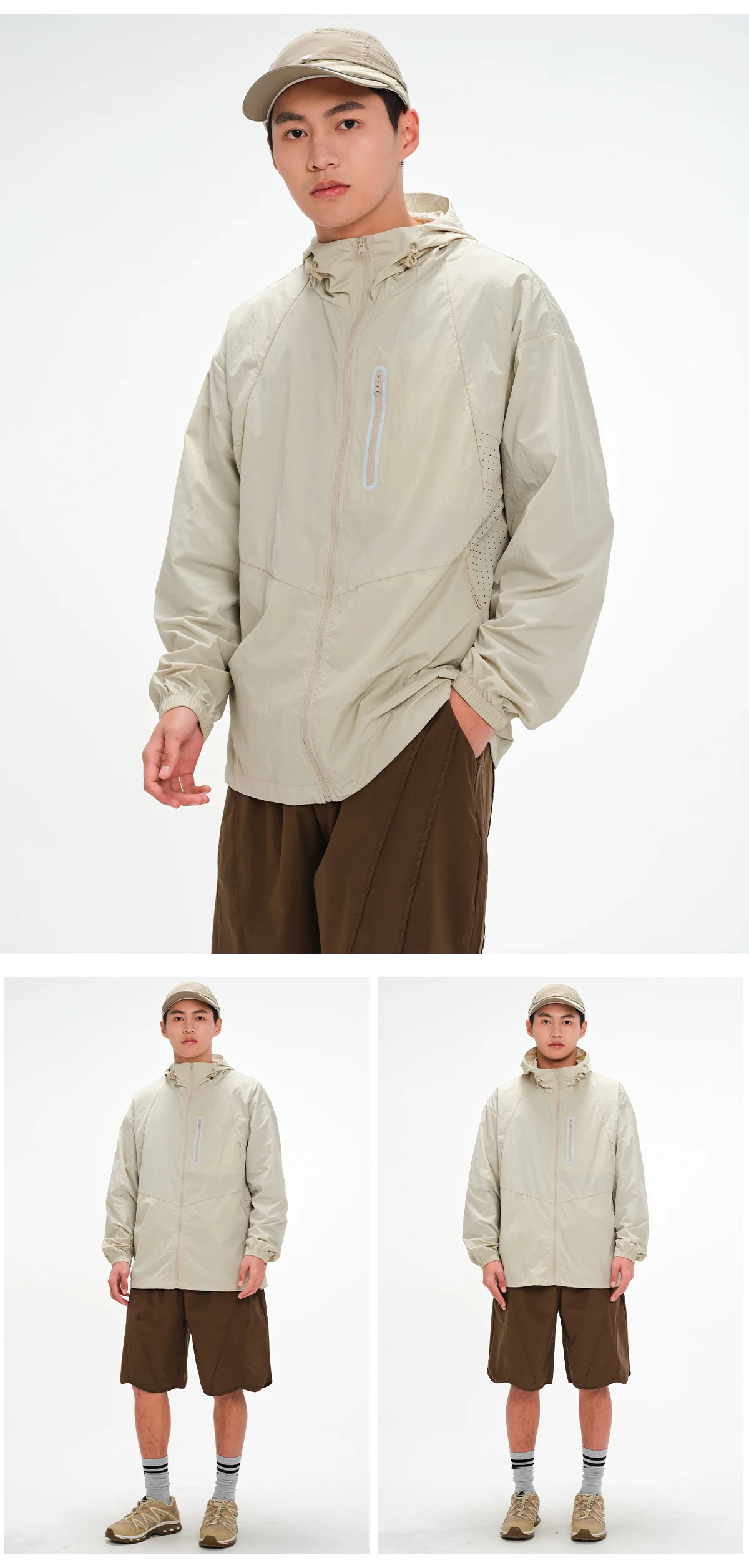 Summer Men Jacket Underarm Mesh Breathable Coat UPF 100+UV Skin Protective Jacket Women Reflective Strips Hiking Camping Jacket