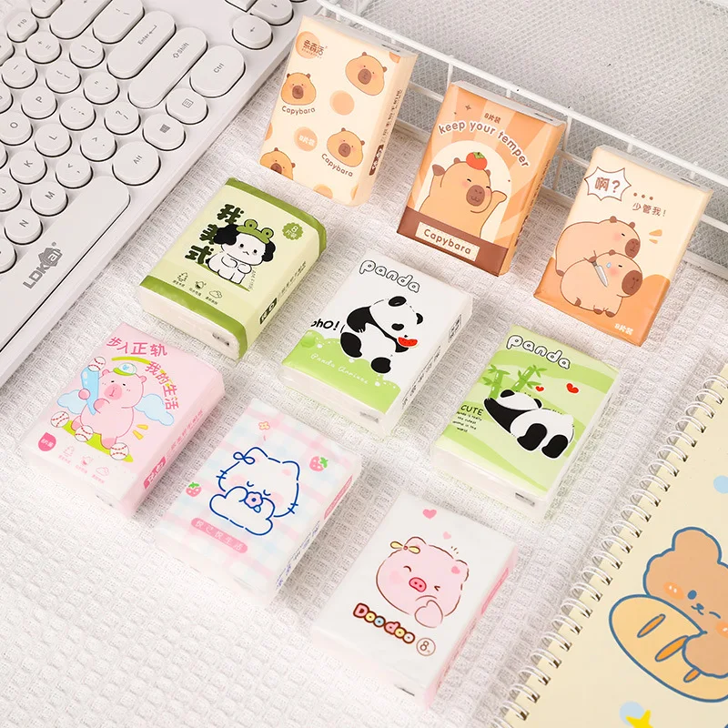 3 Packs Totaling 27 Packs Of Kapiba Handle Paper, 3 Layers Of Toilet Paper, And Skin Friendly Panda Cartoon Handkerchief Paper