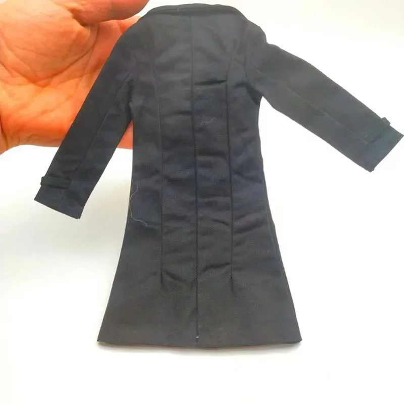 Tbleague Black 1/6 Scale Tight Coat Long Windbreaker Clothes Model for 12in Narrow Body Action Figure Toy