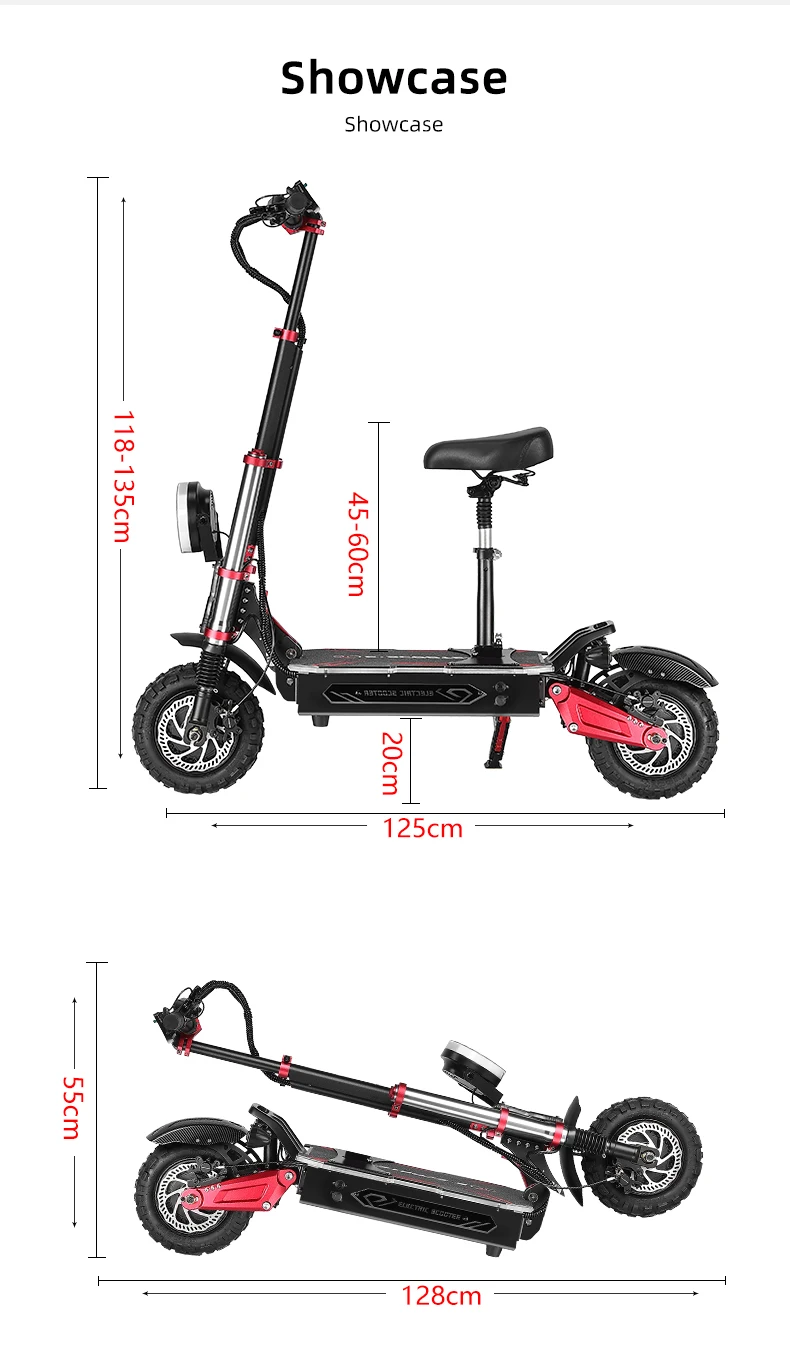 BOYUEDA S5 E-Scooter Dual Motor 60V38Ah NFC Activation Electric Scooter 11"off-road Tire Intelligent APP Control EScooters