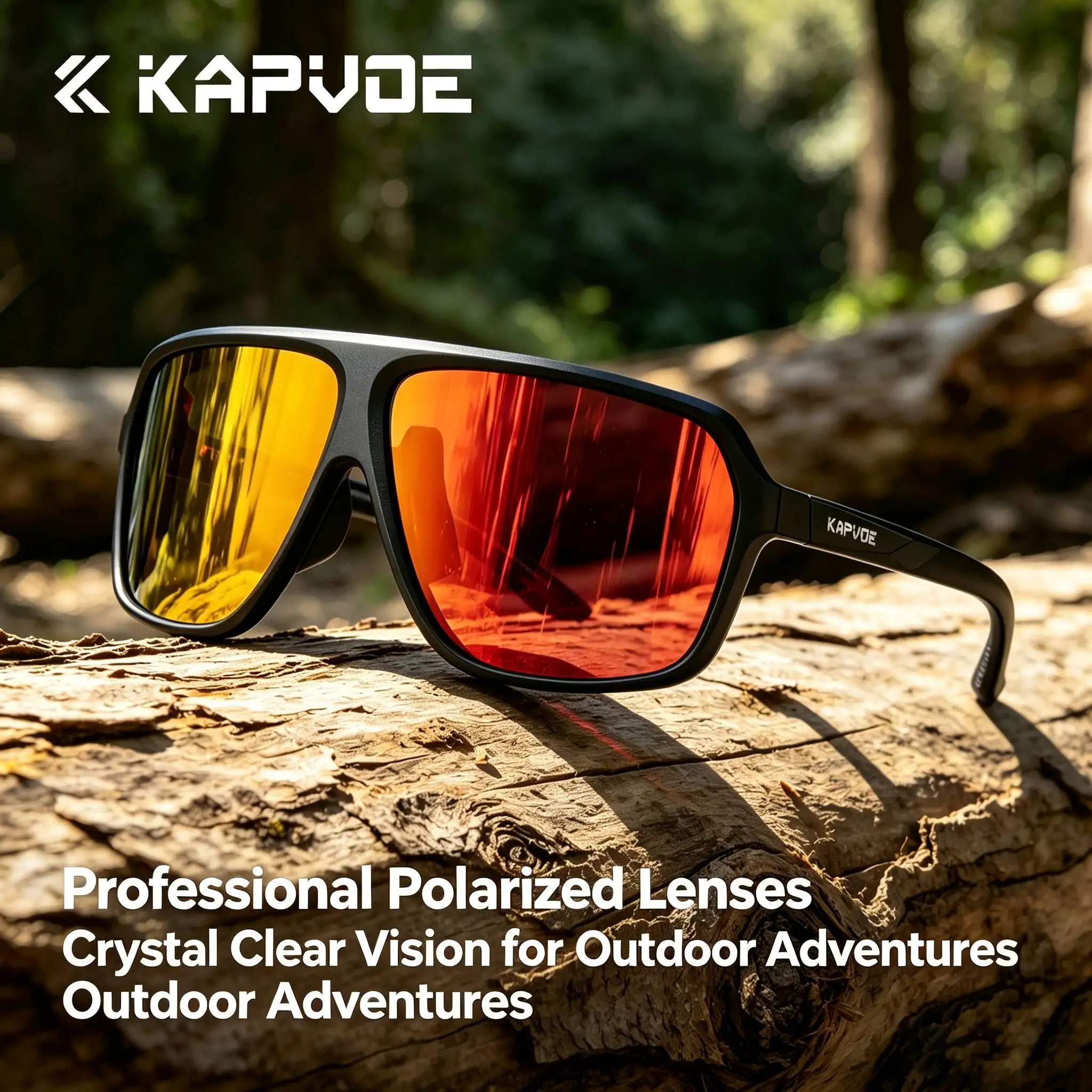 Kapvoe Polarisierte Radsport-Sonnenbrille für Herren, Angelbrille, Mountainbike-Brille, MTB-Eyewear, Speed-Sport-Brille