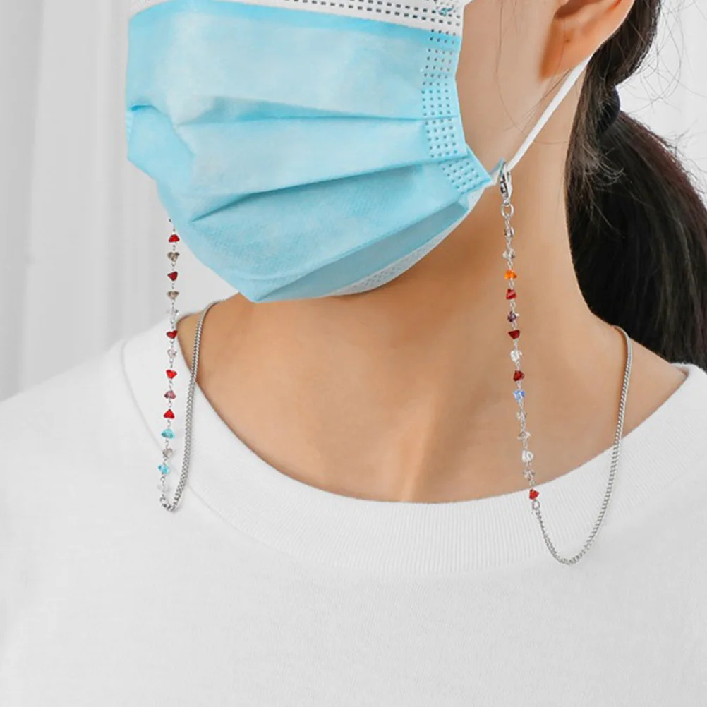 

Face Mask Hanging Chain Beaded Alloy Necklace Strap Eyeglasses Chain Anti-Skid for Sports Travel Sunglasses Reading