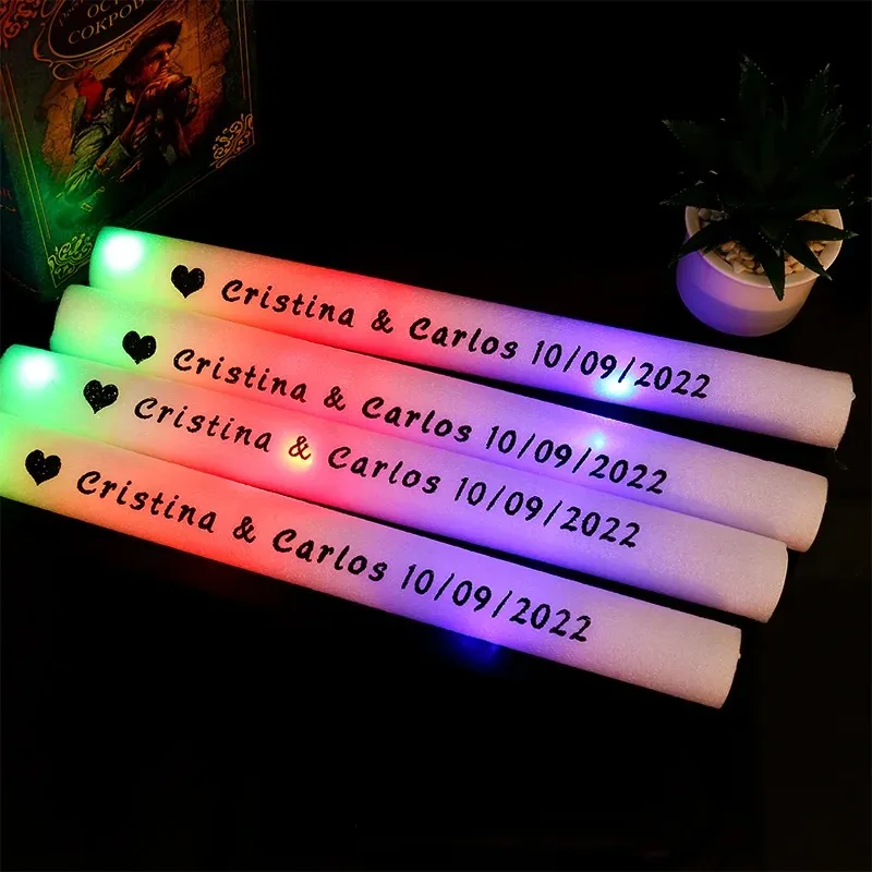 8/16Pcs LED Glow Sticks Colorful RGB Foam Stick Cheer Tube Dark Light Party Supplies Glow Light Sticks for Xmas Birthday Wedding