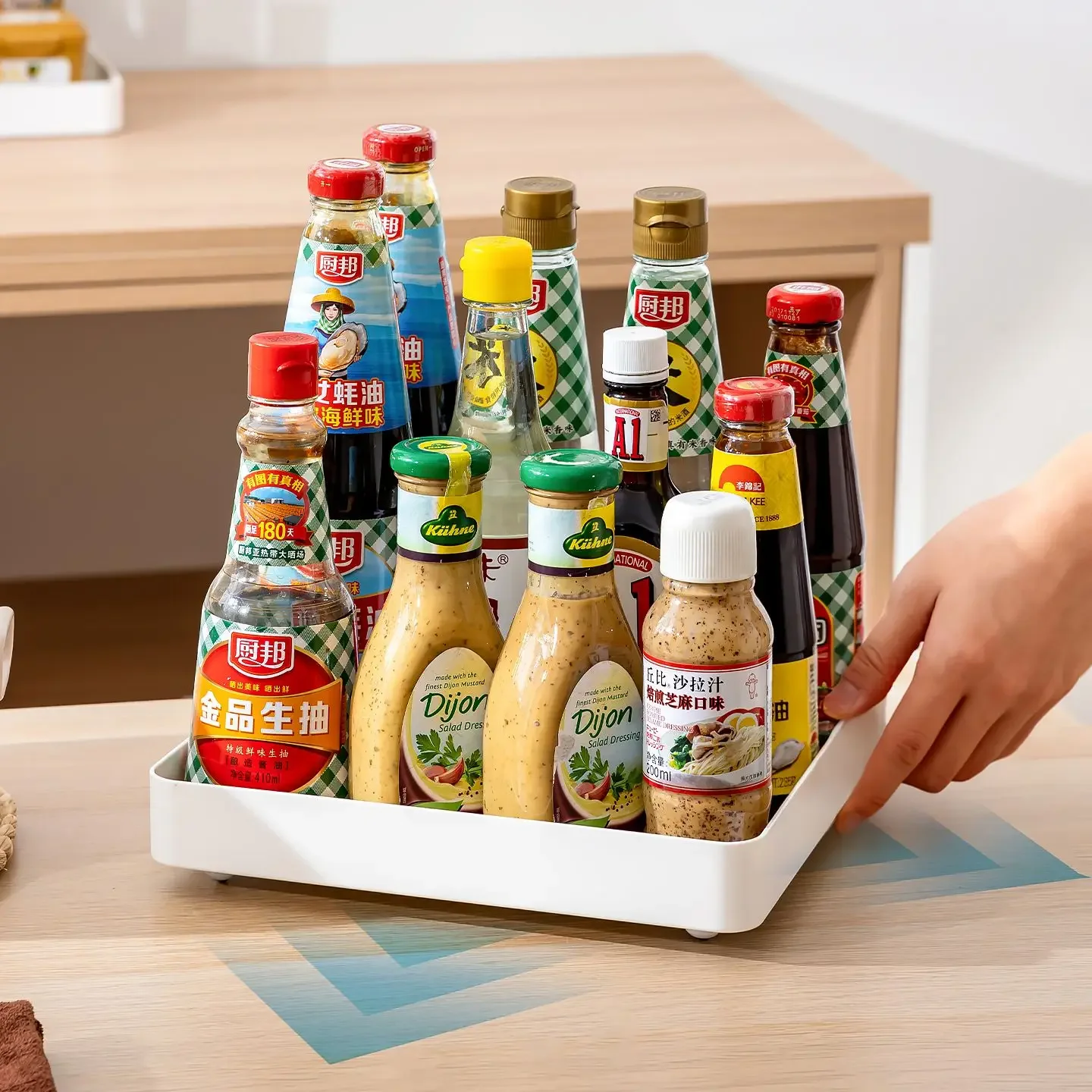 Kitchen Storage Box with Drawers And Wheels Spice Rack Messy Items Cabinet Organizer Stackable Injection Molding Ins Style 3