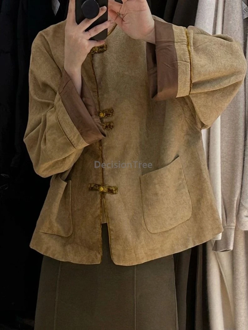 

2025 advanced sense temperament ethnic style coat retro old money style elegant chinese tang suit top daily versatile coat