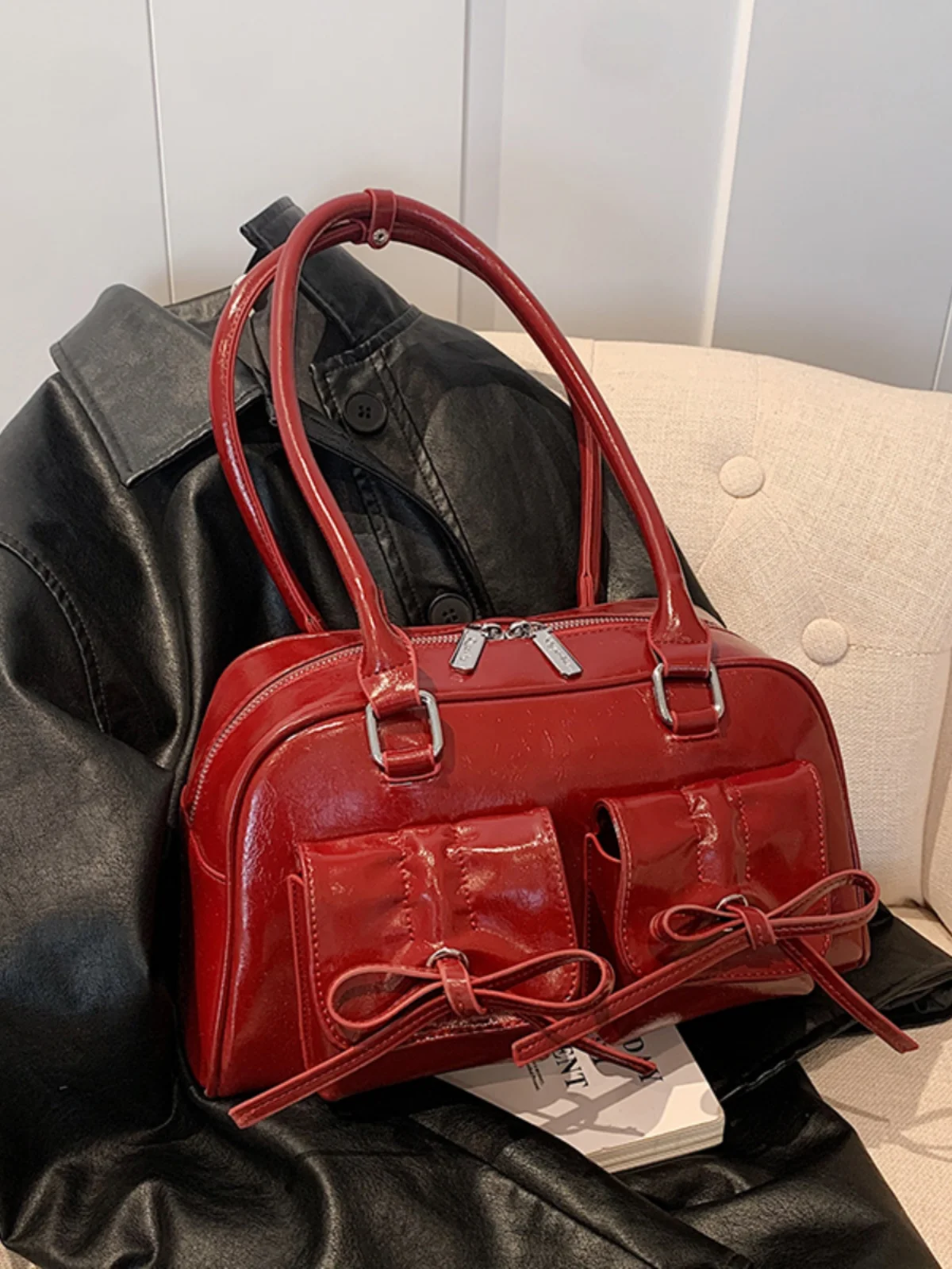 

Spring Summer Knot Sexy Girl Underarm Bag Women's New 2025 Handbag Single oulder Bowling Pillow Commuter Bag