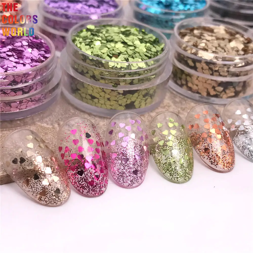 TCT-885  Love Heart Nails Glitter Sequin 1MM Smallest Size Valentine's Day Decoration Gel Polish Paillette Manicure Accessories