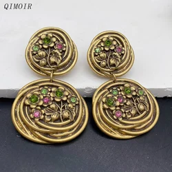 Heavy Metal Flower Dangle Post Earrings For Women Vintage Statement Jewelry Holiday Accessories New Irregular Round Design C1583