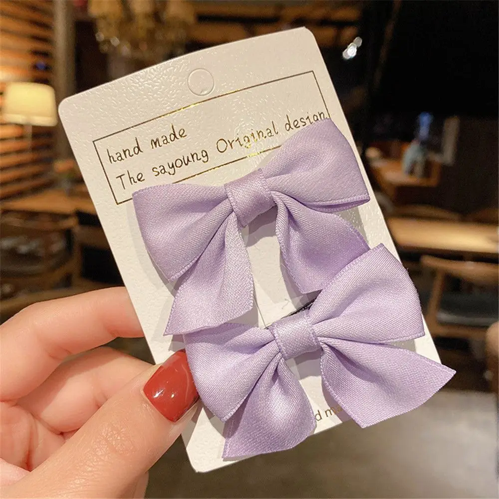 

2Pcs Sweet Little Girl Solid Color Bow Headgear Bowknot Barrettes Baby Hairpins Kids Hair Clips