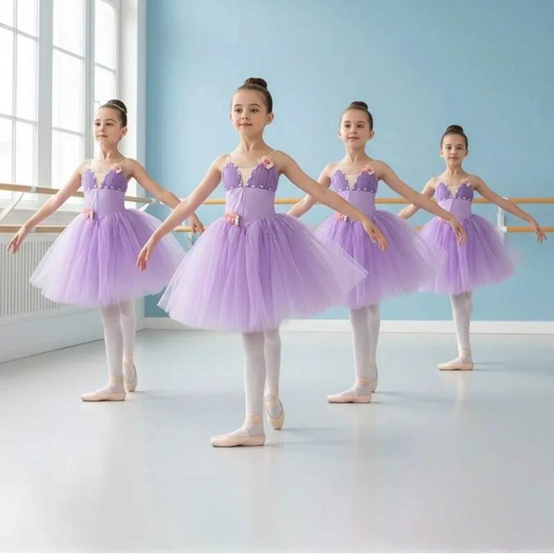

Professional Long Tutu Dress Children Giselle Ballet Dress purple Girls Women Adults Performance Dance Ballerina Costumes