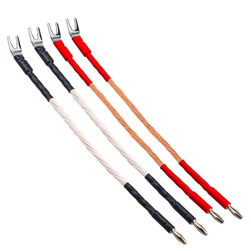 4Pcs 8TC OCC Pure Copper Bridge Jumpe Speaker HIFI Audio Cable Banana Plug or Spade Plug