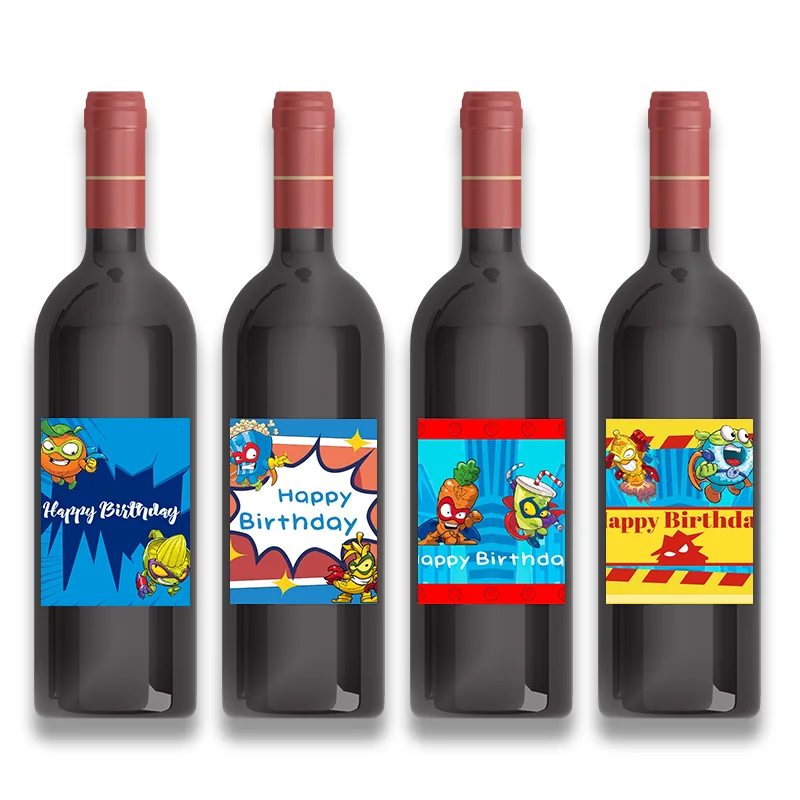 6pcs Custom Disney Superzing Cartoon Theme Wine Bottle Labels Kids Birthday Party Personalized Gift Festival Activities Stickers