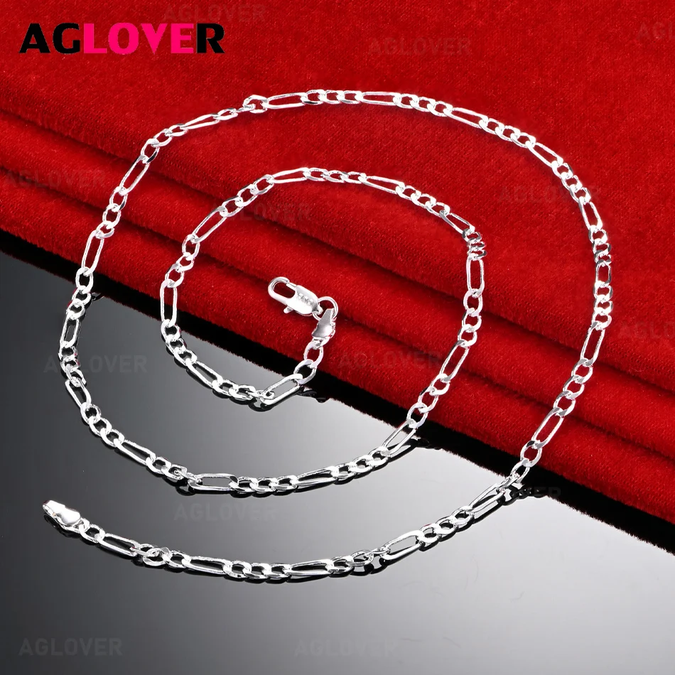 

AGLOVER 925 Sterling Silver 4mm Three-Chain Necklace Women's Retro Versatile Personality Engagement Jewelry