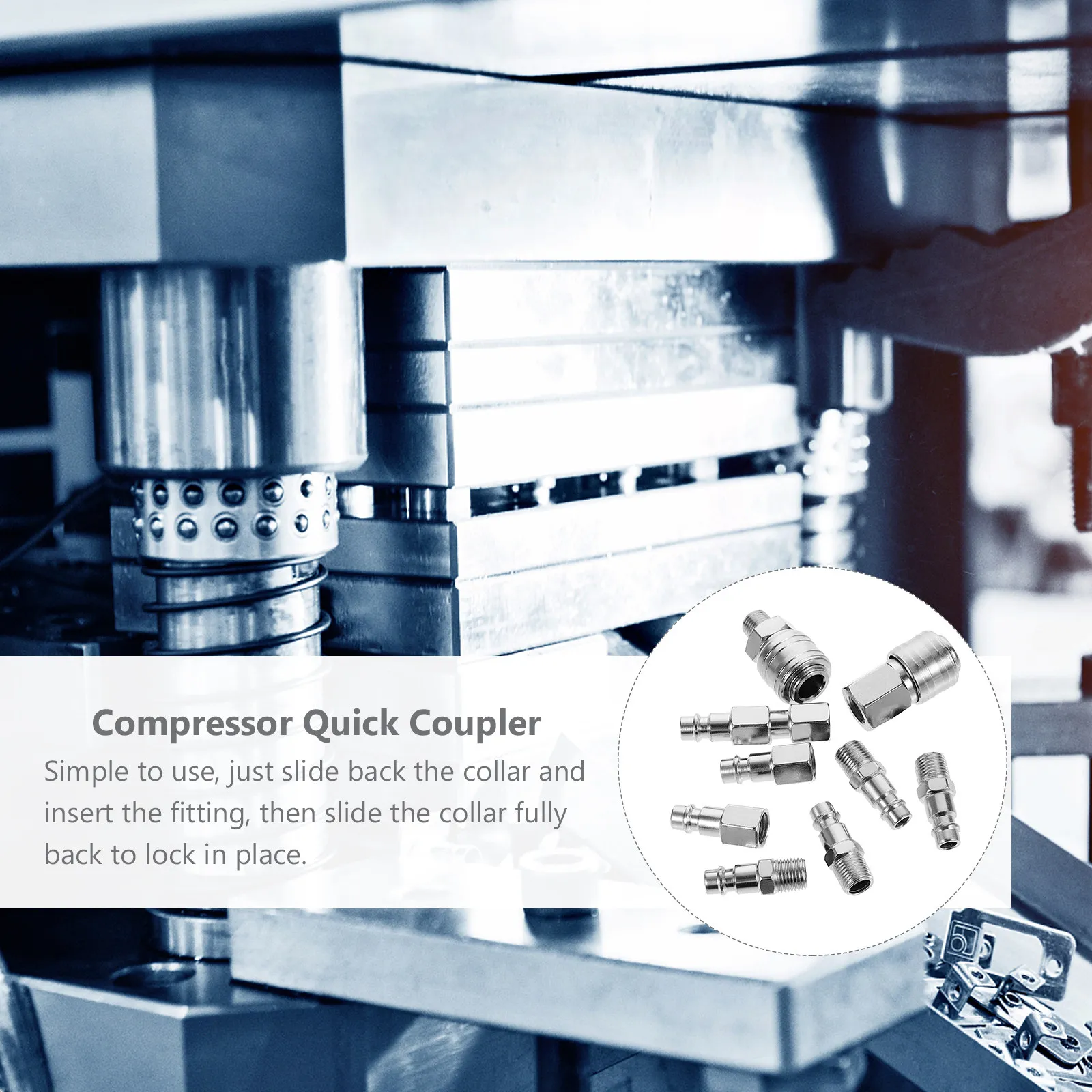 10Pcs Sturdy Air Compressor Quick Coupler Set High Pressure Air Line Connectors Tool Free Quick Disconnect Hose Compressor