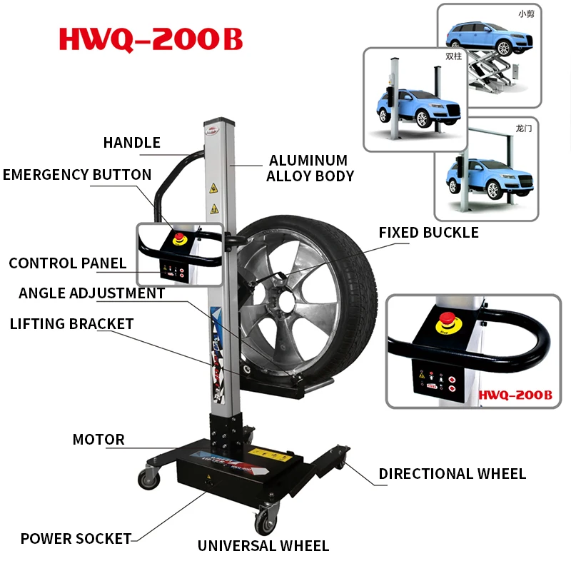 Pneumatic Mobile Wheel Lifter Air Tire Lifting Cart For Tire Storage Tire Installation or Wheel Balancer