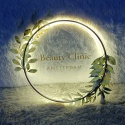 Custom 3D Acrylic Metal Sign Business Logo Sign 3D Metal Backlit Beauty Nails Hair Studio Salon Sign LED Neon Light Acrylic Sign