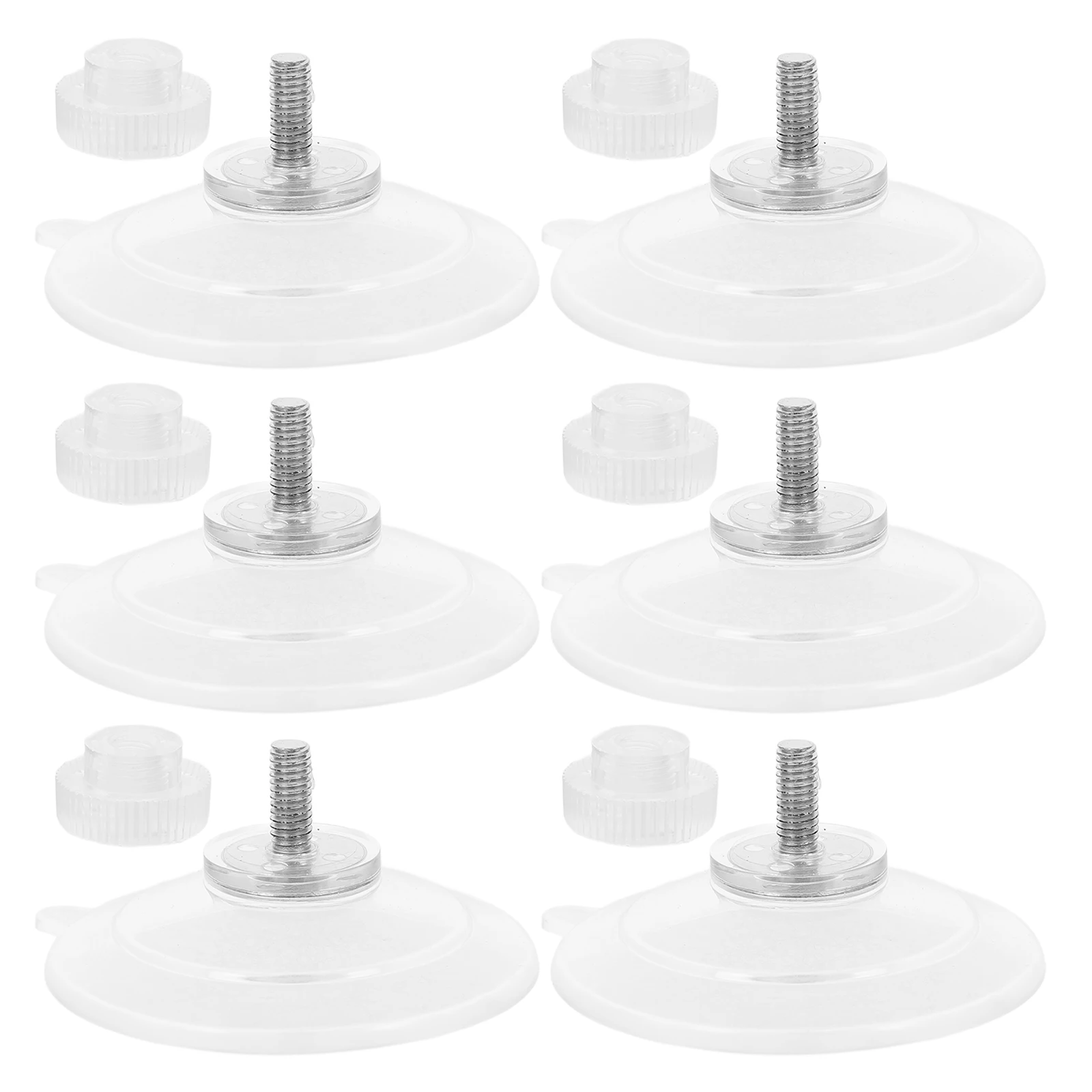 

6pcs 45Mm Pvc Transparent Suction Cup With Nut Heavy Duty Reusable Mount Hook For Bathroom Kitchen Shower Window Car Tile Glass