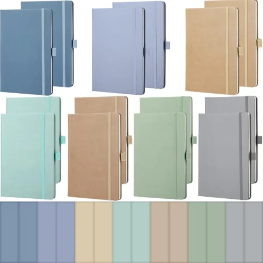 

Набор из 14 тетрадей в линейку формата A5 (5,5 x 8,2 дюйма) с твердой обложкой, линованные блокноты для колледжа с держателем для ручки, из искусственной кожи