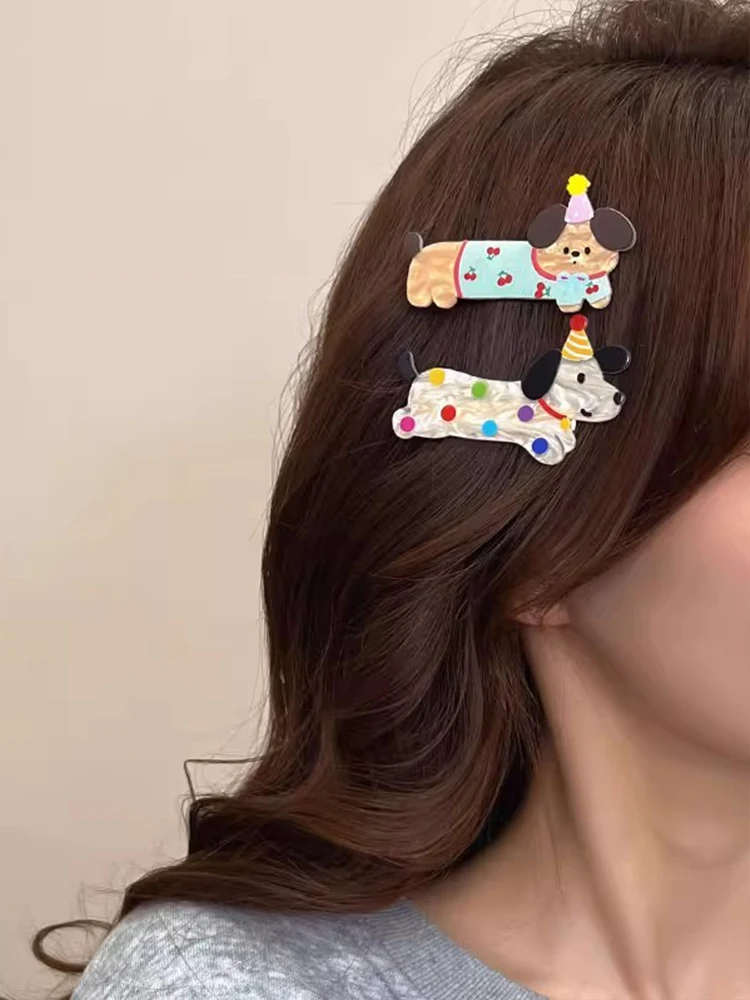 10PCS Cute Cartoon Dog and Cat Hair Clips for Women, Side Flyaway & Bang Clips, Girlish Duckbill Clips, Hairpins & Hair Access