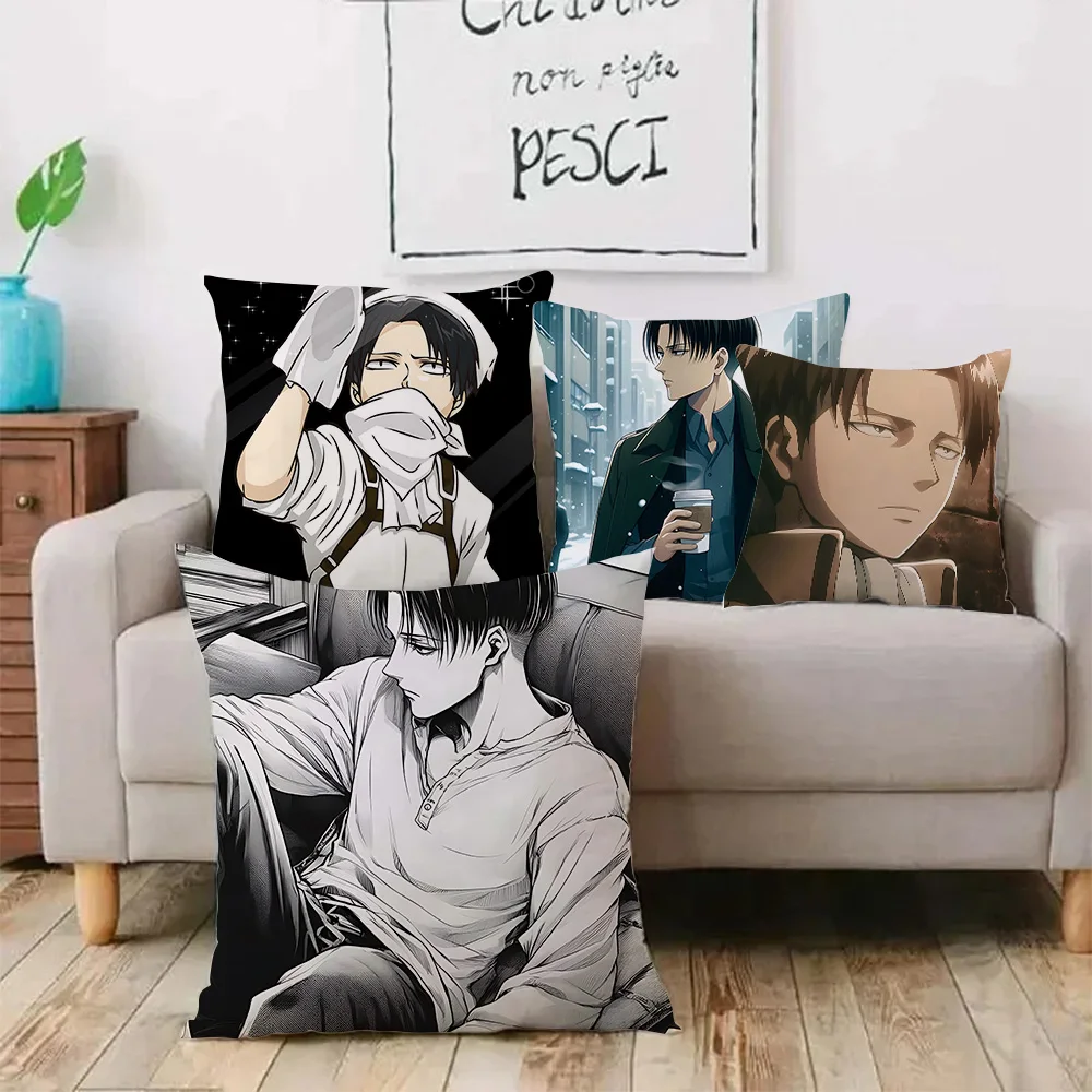 Levi Ackerman Attack On Titan Pillow Covers Cartoon Sofa Decorative Home Double-sided Printing Short Plush Cute Cushion Cover