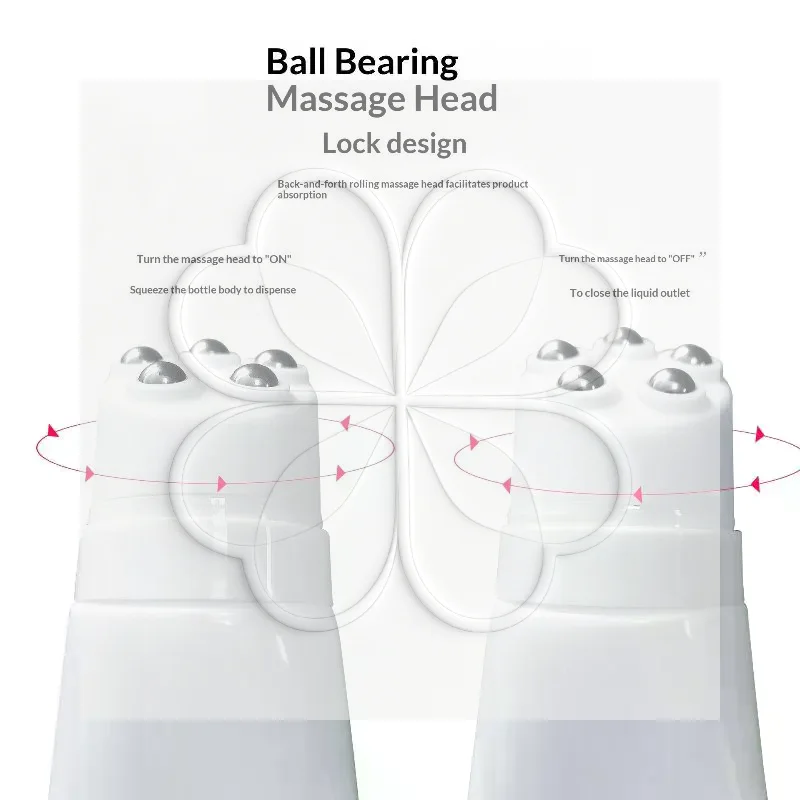 50/80g Five Stainless Steel Ball Massage Bottle Neck Cream Body Lotion Packaging Massage Cream Repeatable Plastic Container