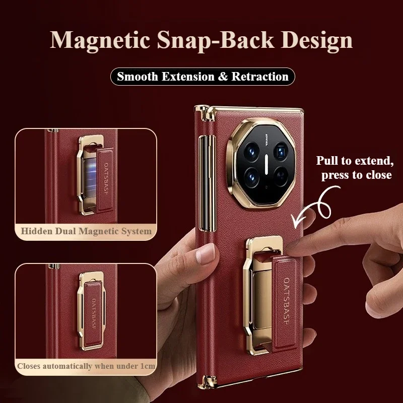 

Eary for Huawei Mate XT Ultimate Phone Case Leather with 360°Magnetic Rotatable Stand Magsafe Shockproof Protective Cover Shell+