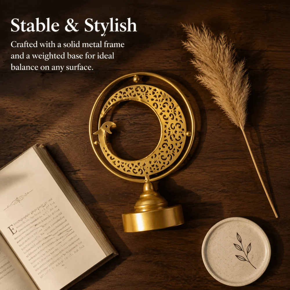 Hollow Cutout Design Moon Table Lamp 7.09x3.94x10.24in Dual Power Supply Led Decorative Light Warm Tone Lighting