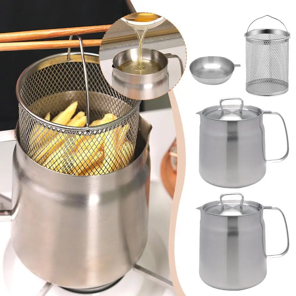 304 Stainless Steel Oil Filter Kettle Kitchen Household Kettle Tank Residue With Filter Oil Fryer Oil Filter Separated Stor H1H8