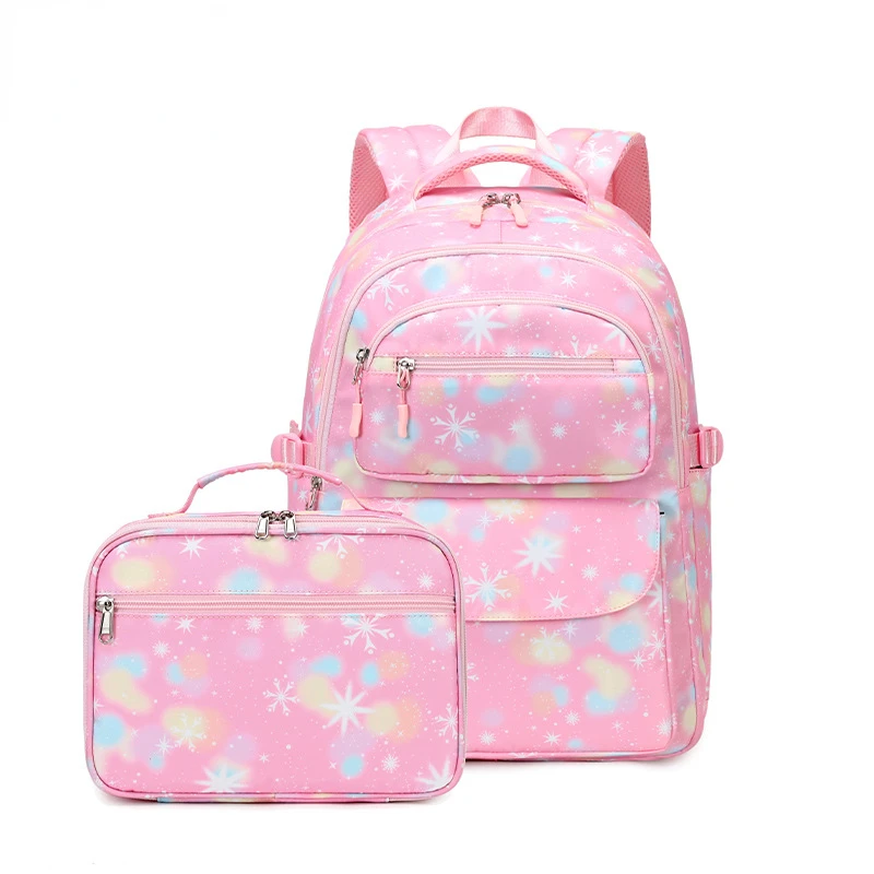 Mochilas escolares leves para crianças, Meninas doces, Conjunto de lancheira, Bolsas escolares para estudantes primários Kawaii, Bolsas de Ombro para Crianças